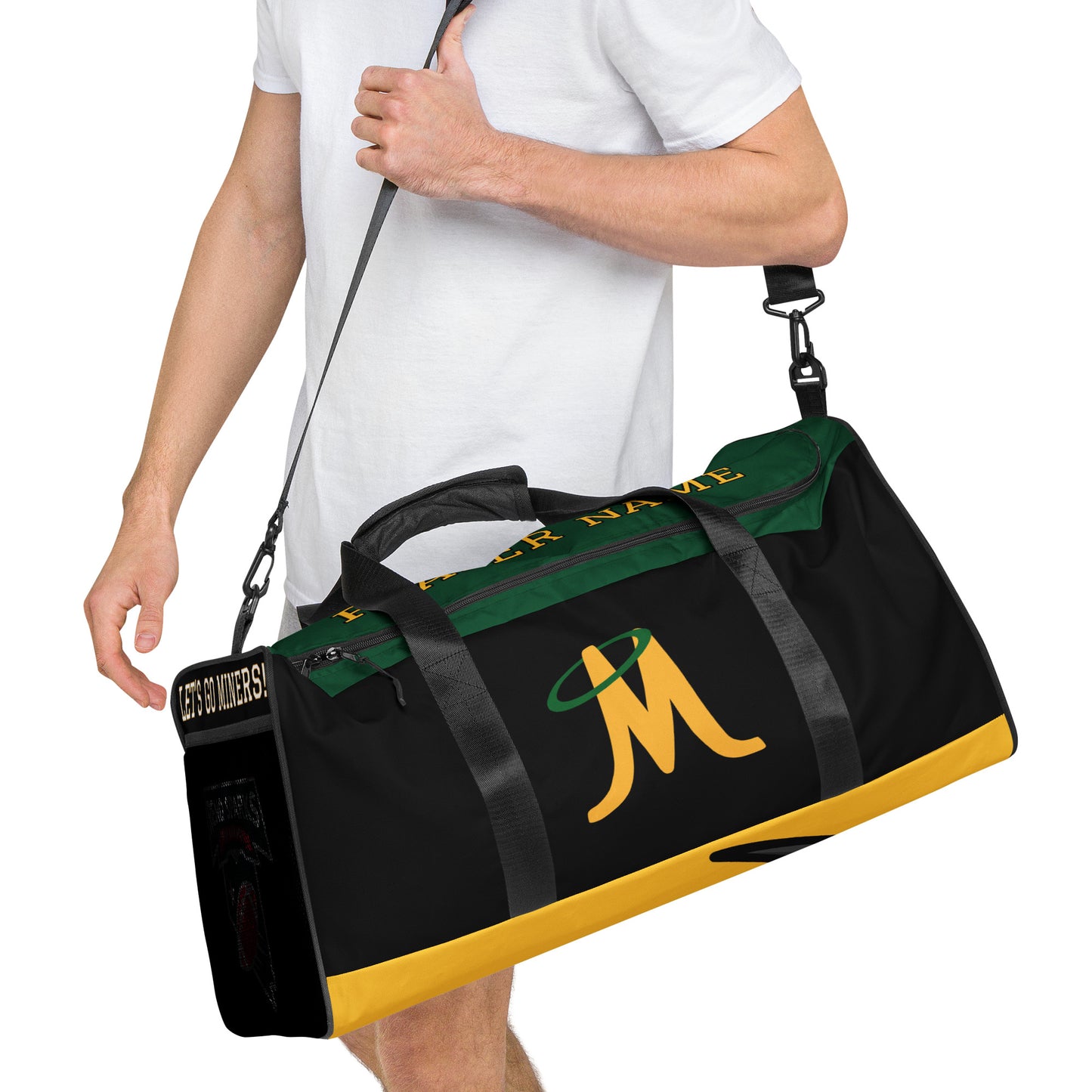 CUSTOM MINERS SUBLIMATED FOOTBALL DUFFLE BAG