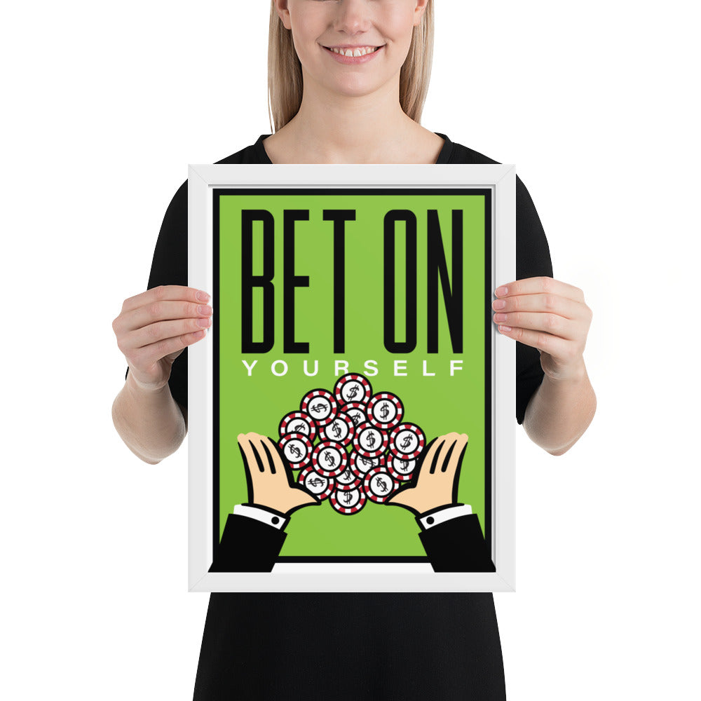 Bet on Yourself Monopoly Motivational Inspirational Framed matte paper poster