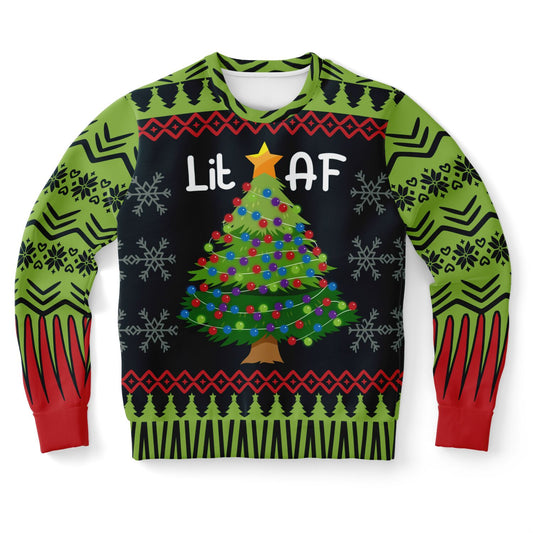 Lit AF Christmas Tree Christmas Sweatshirt