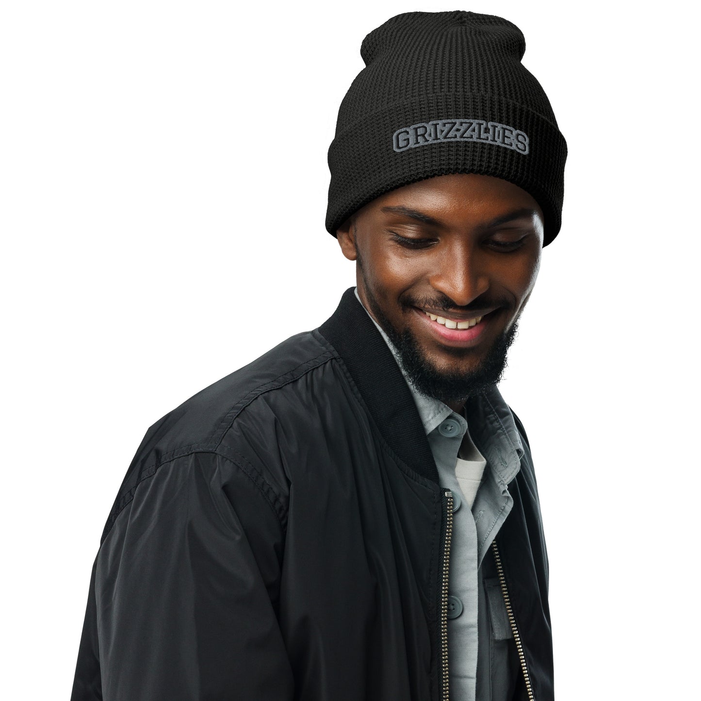 GRIZZLIES BLACKOUT WAFFLE BEANIE