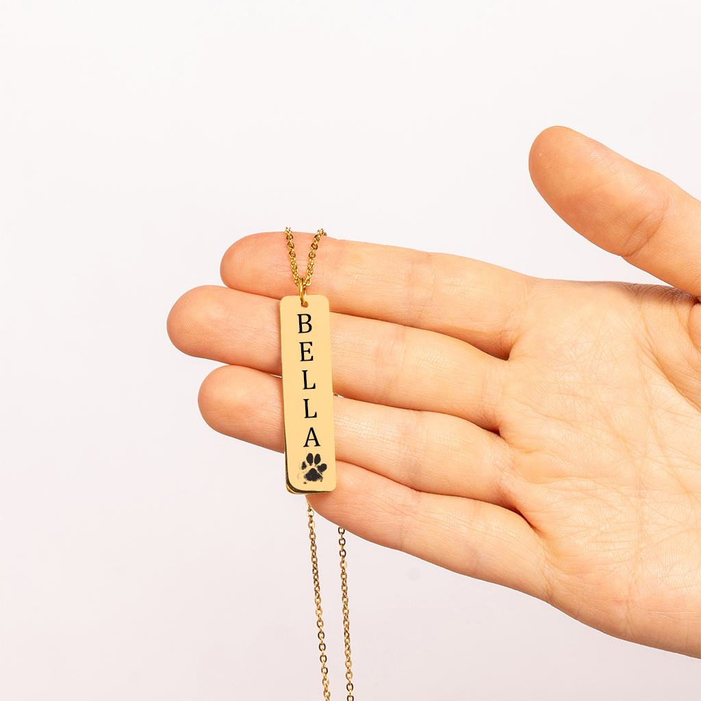 Custom Actual Paw Print and Name Necklace