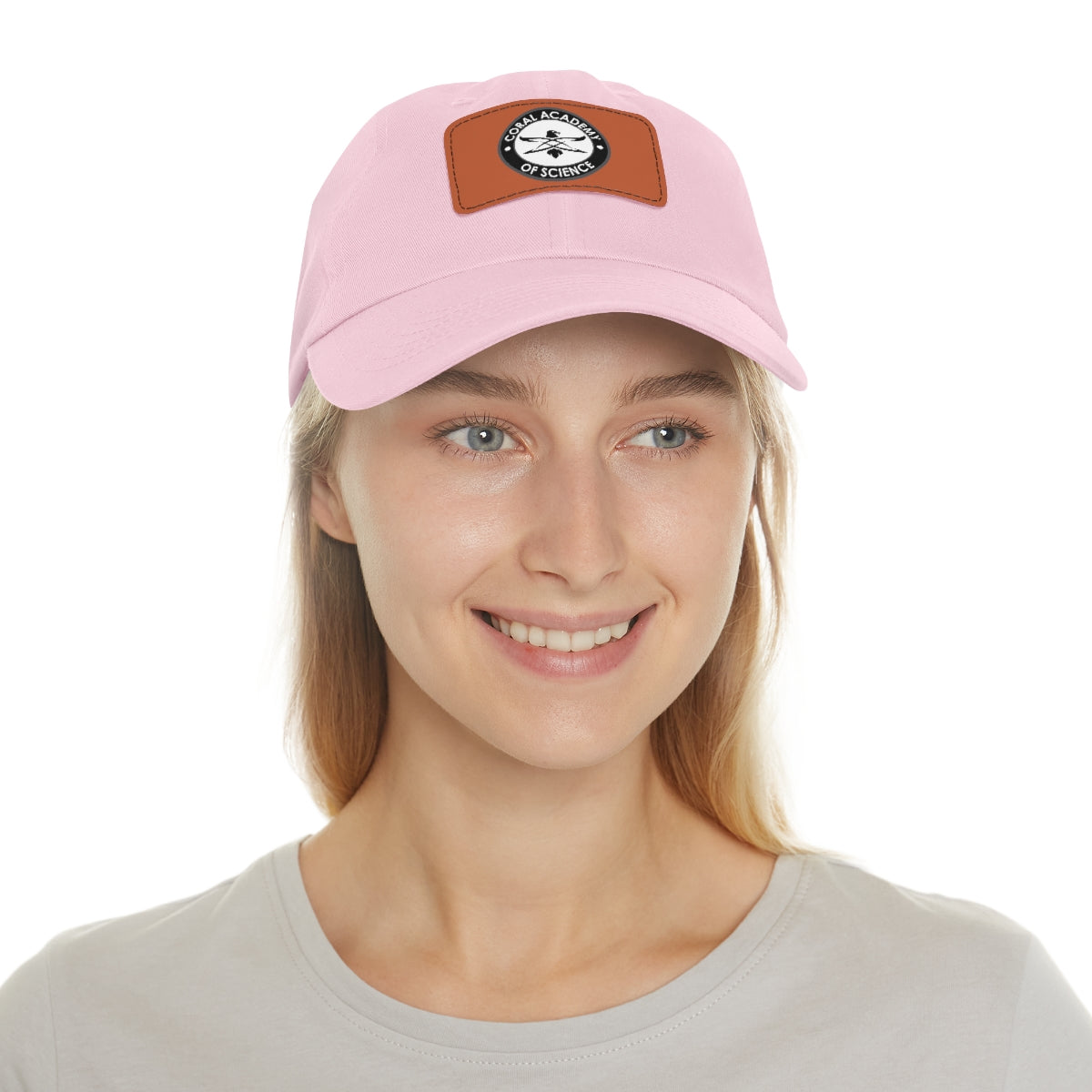 Coral Academy Dad Hat with Leather Patch