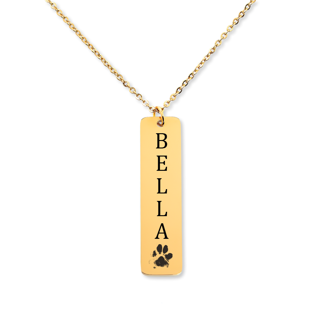 Custom Actual Paw Print and Name Necklace
