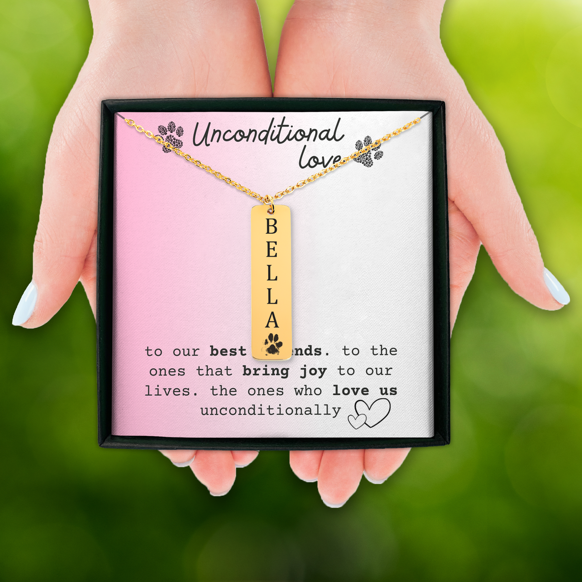 Custom Actual Paw Print and Name Necklace
