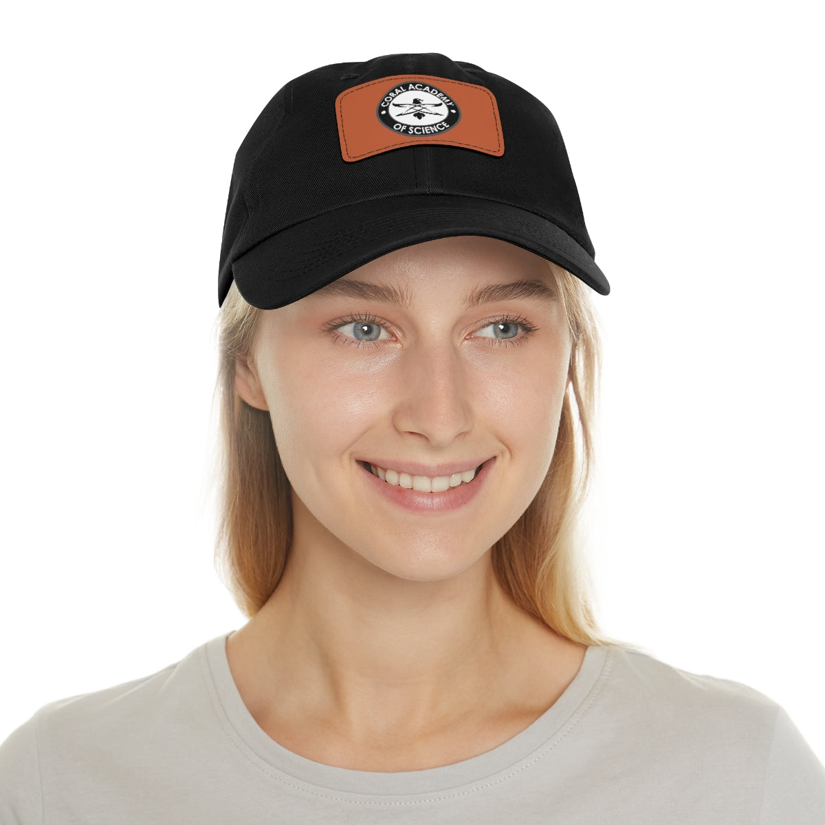 Coral Academy Dad Hat with Leather Patch
