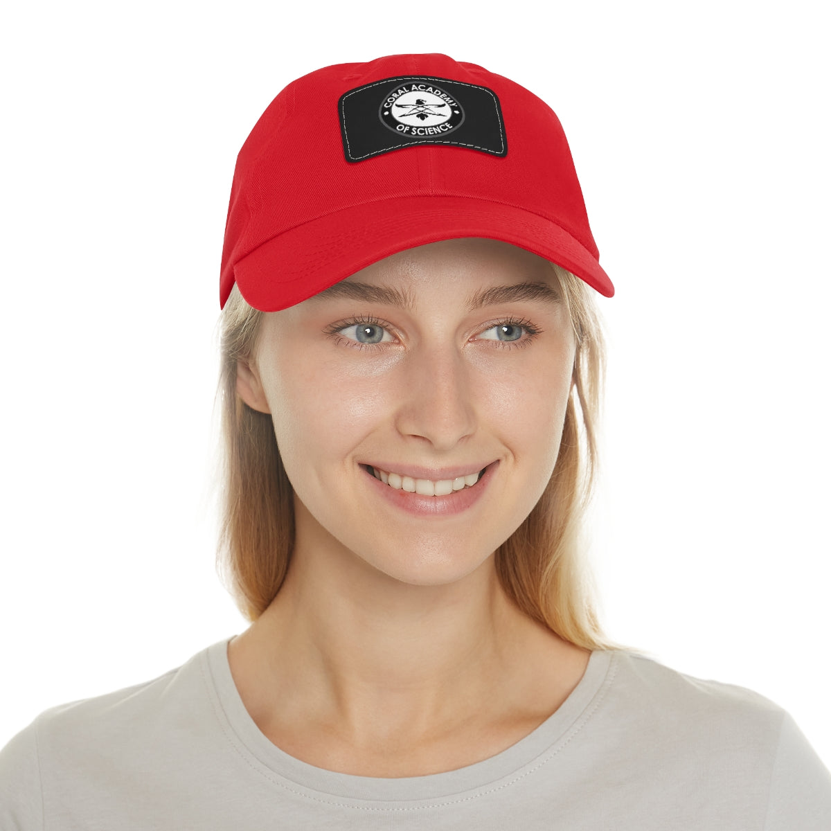 Coral Academy Dad Hat with Leather Patch
