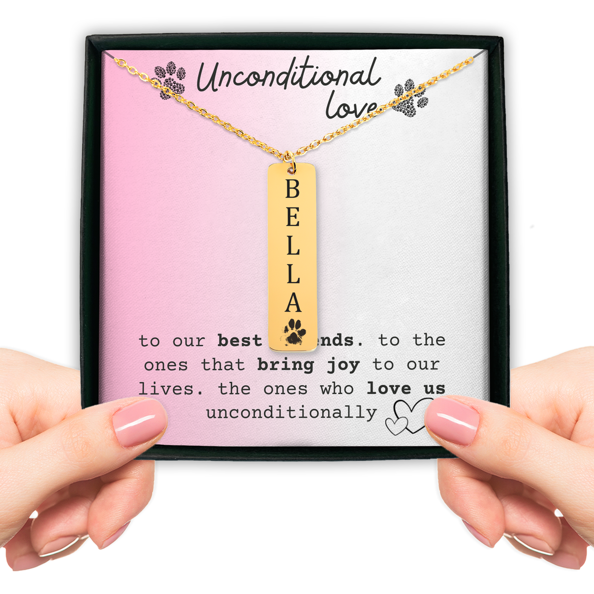 Custom Actual Paw Print and Name Necklace