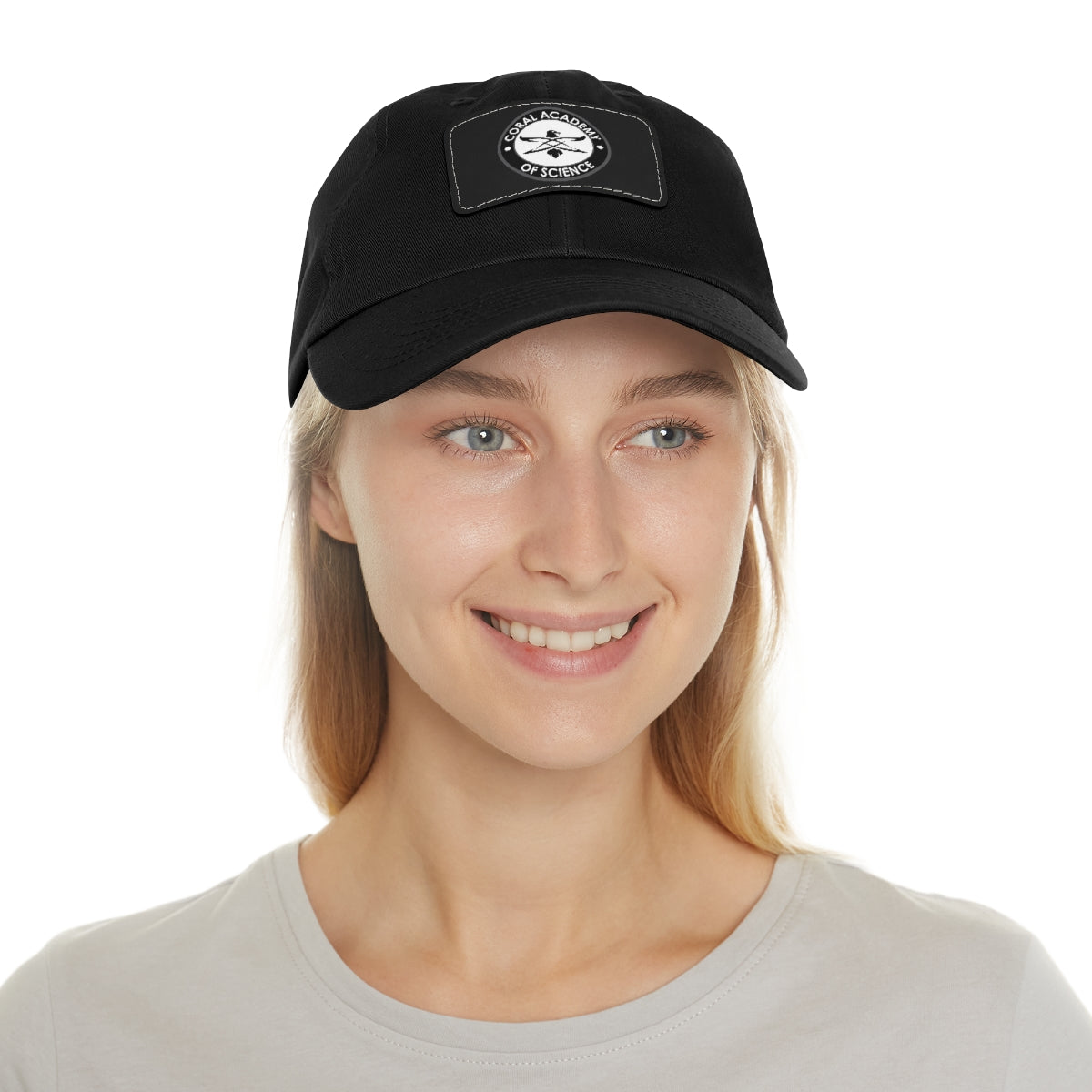 Coral Academy Dad Hat with Leather Patch