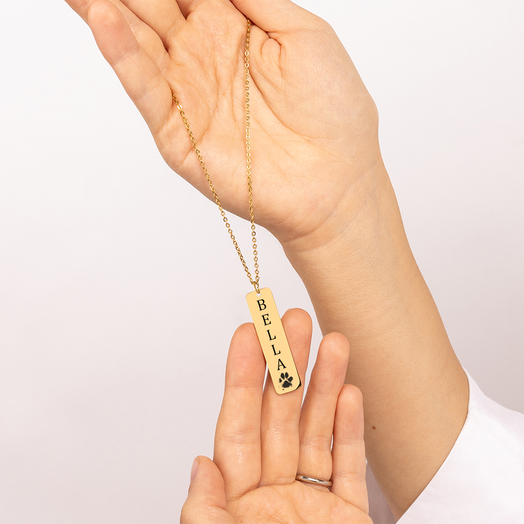 Custom Actual Paw Print and Name Necklace