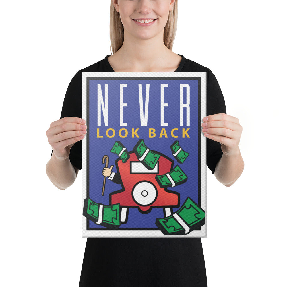 Never Look Back Monopoly Motivational Inspirational Canvas
