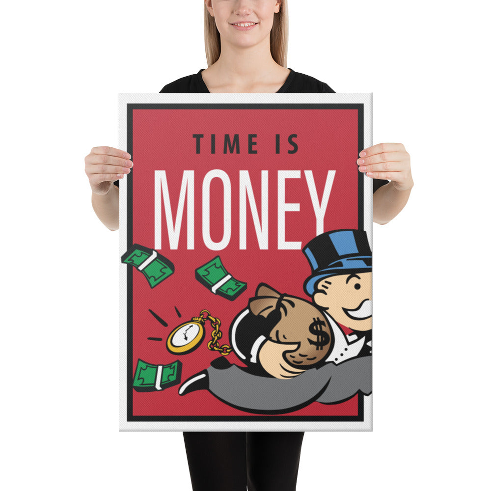 Time is Money Monopoly Inspirational Motivational Canvas Art
