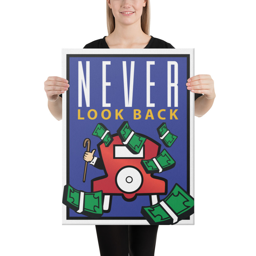 Never Look Back Monopoly Motivational Inspirational Canvas