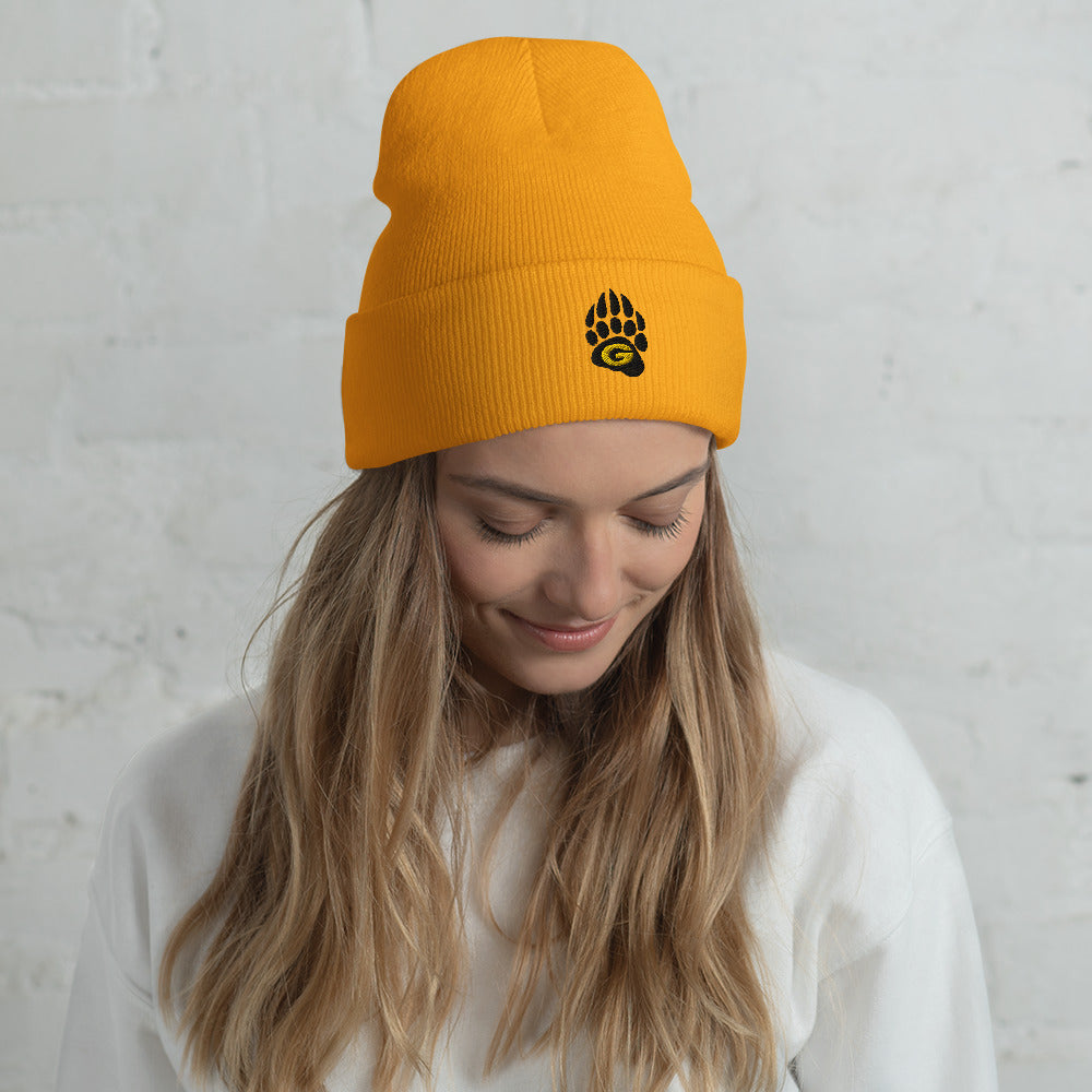 Yellow 10U Grizzlies Embroidered Cuffed Beanie