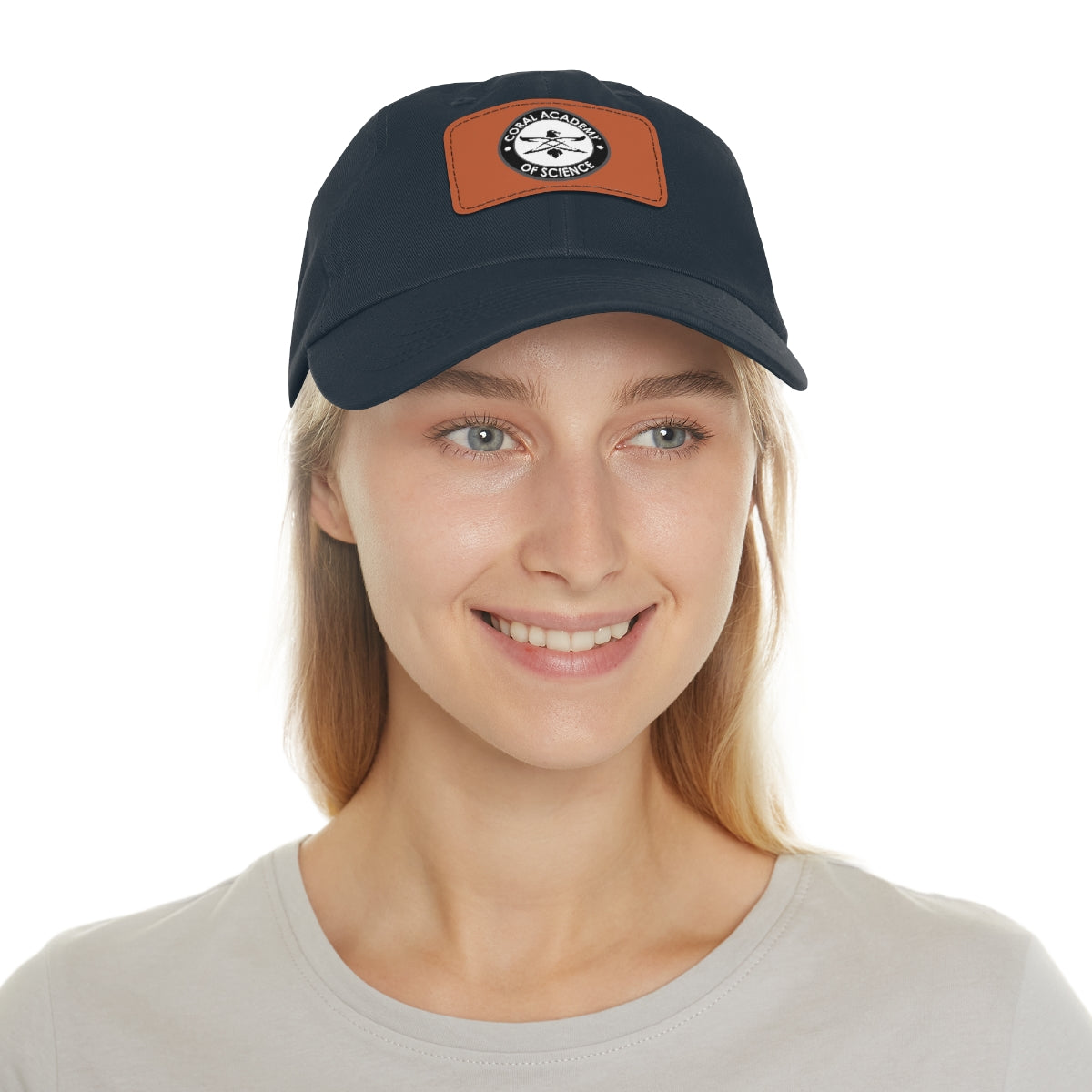 Coral Academy Dad Hat with Leather Patch