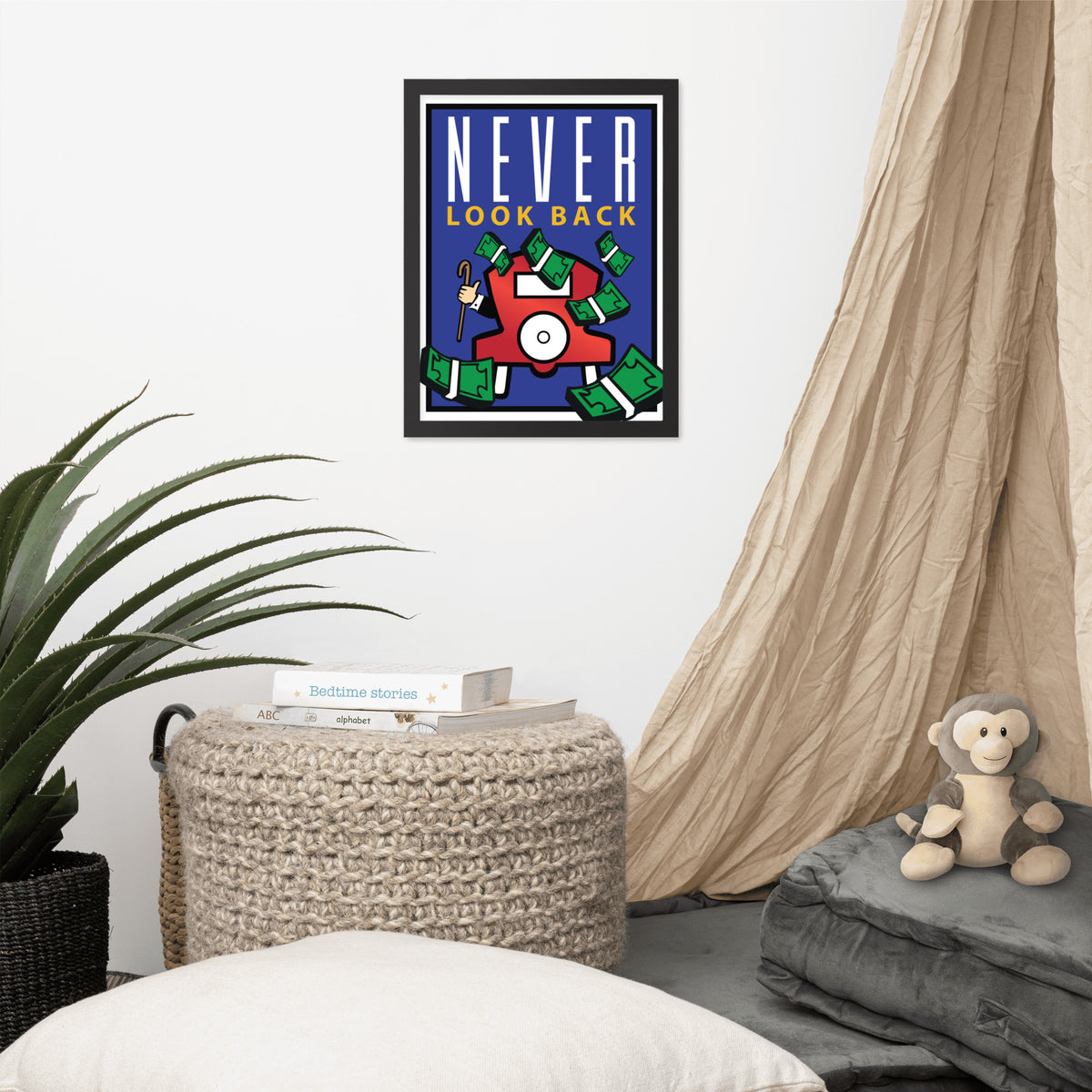 Never Look Back Monopoly Motivational Inspirational Framed Photo Paper Poster