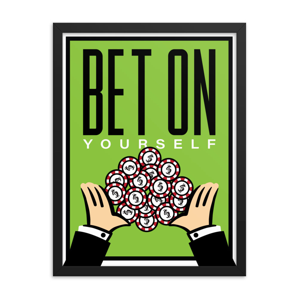 Bet on Yourself Monopoly Motivational Inspirational Framed Photo Paper Poster