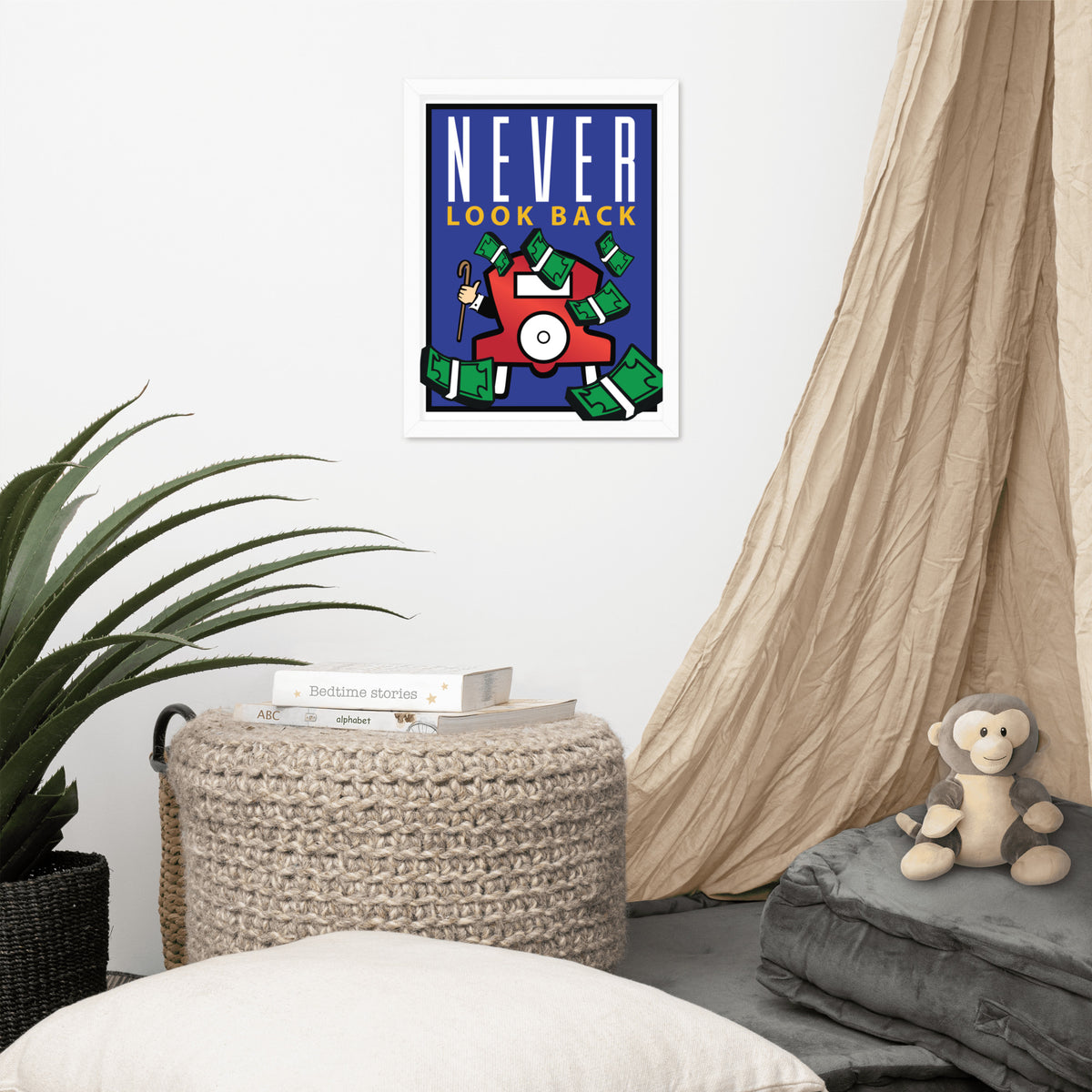 Never Look Back Monopoly Motivational Inspirational Framed Photo Paper Poster