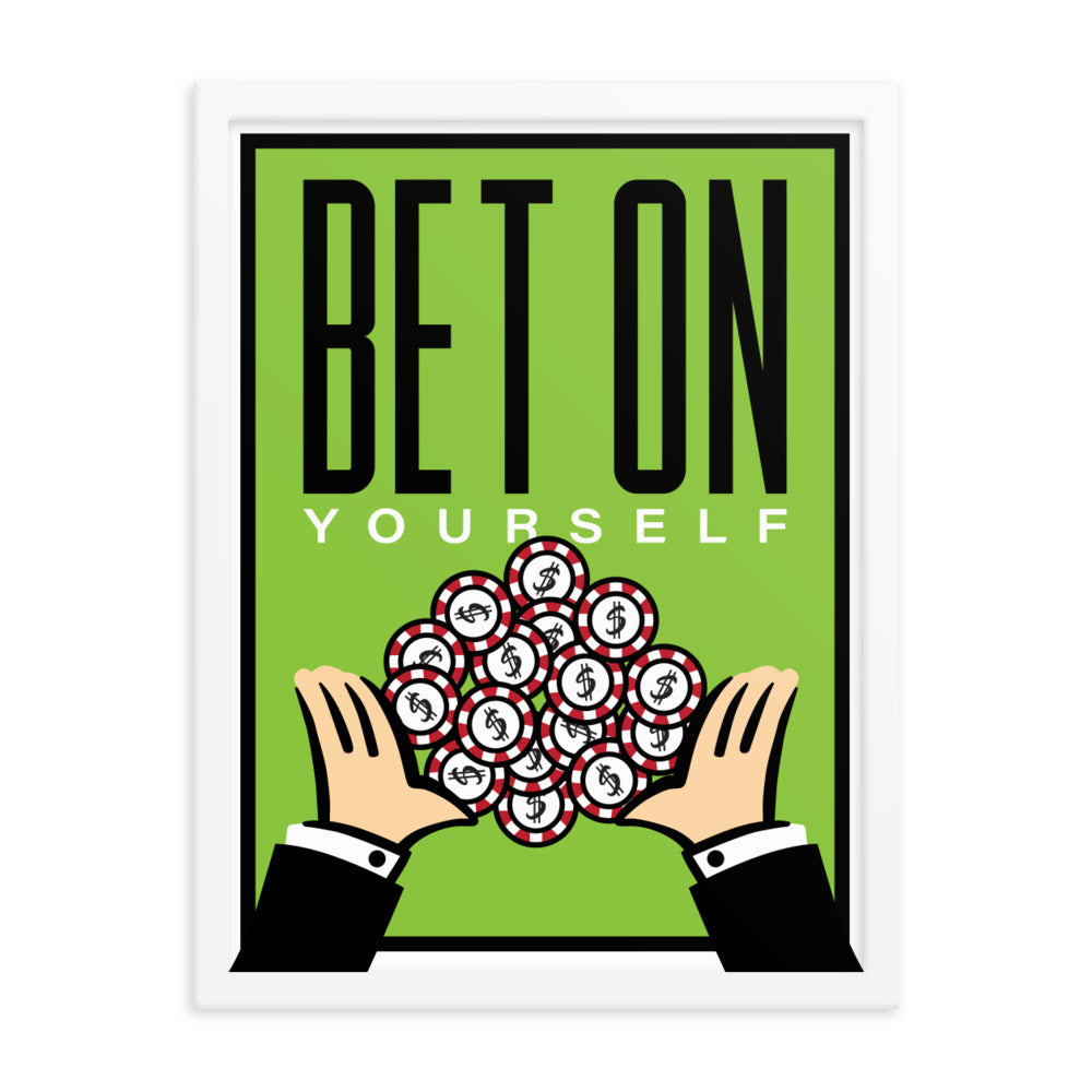 Bet on Yourself Monopoly Motivational Inspirational Framed Photo Paper Poster